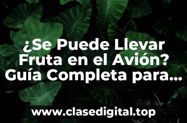 ¿Se Puede Llevar Fruta en el Avión? Guía Completa para Viajeros