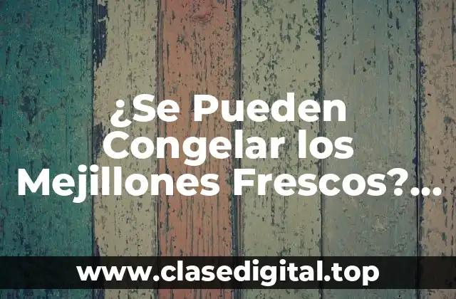¿Se Pueden Congelar los Mejillones Frescos? Guía Completa
