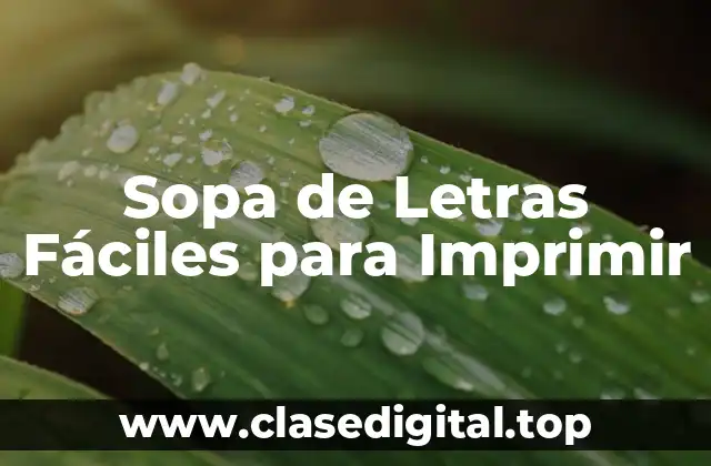 Sopa de Letras Fáciles para Imprimir