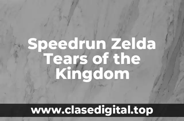 Speedrun Zelda Tears of the Kingdom
