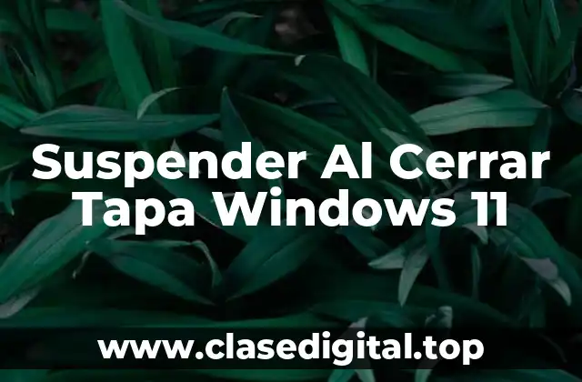 Suspender Al Cerrar Tapa Windows 11