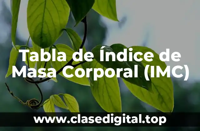 Tabla de Índice de Masa Corporal (IMC)