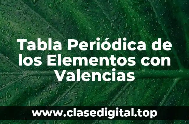 ¿Qué es la Tabla Periódica de los Elementos con Valencias?