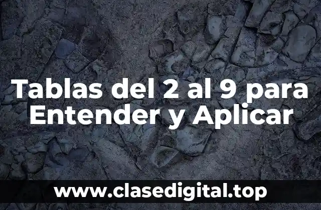 Tablas del 2 al 9 para Entender y Aplicar