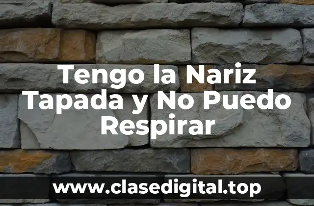 Tengo la Nariz Tapada y No Puedo Respirar