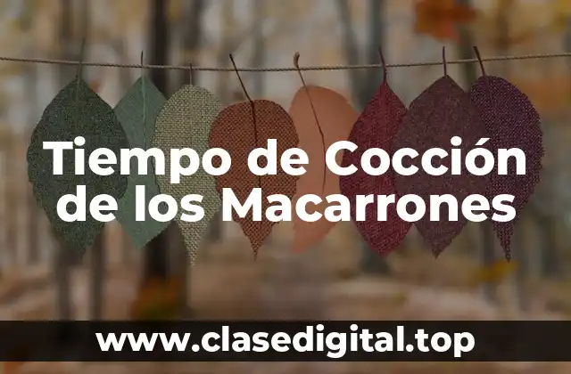 Tiempo de Cocción de los Macarrones