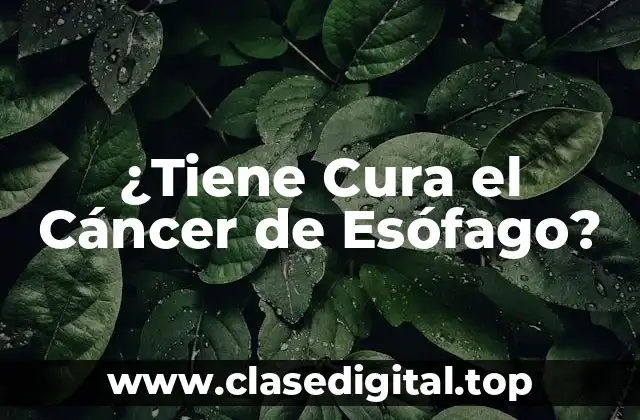 ¿Tiene Cura el Cáncer de Esófago?