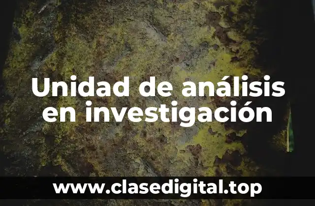 Unidad de análisis en investigación