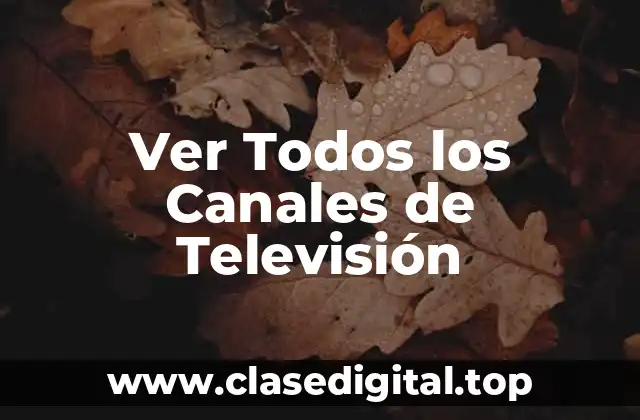 Ver Todos los Canales de Televisión