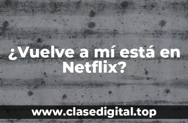 ¿Vuelve a mí está en Netflix?