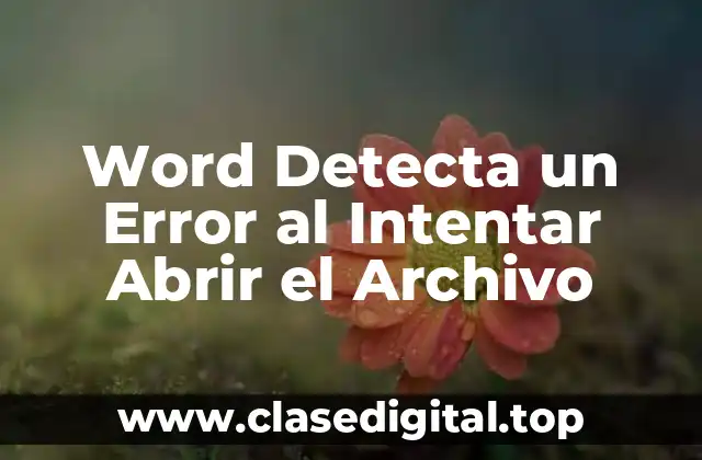 Causas Comunes del Error Word Detecta un Error al Intentar Abrir el Archivo