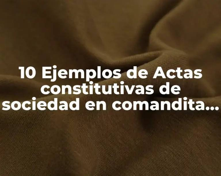 10 Ejemplos de Actas constitutivas de sociedad en comandita por acciones