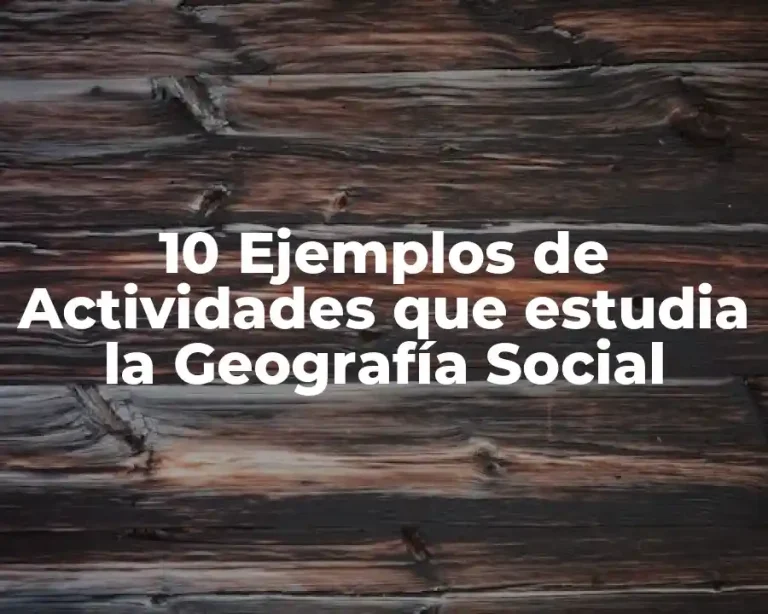 10 Ejemplos de Actividades que estudia la Geografía Social