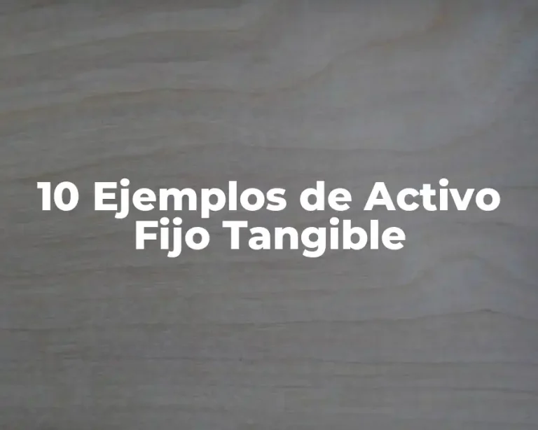 10 Ejemplos de Activo Fijo Tangible