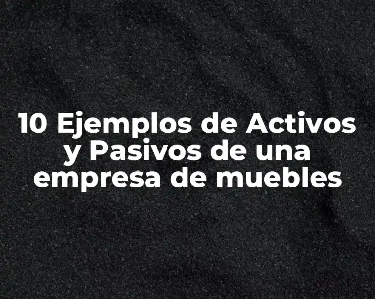 10 Ejemplos de Activos y Pasivos de una empresa de muebles