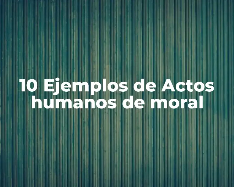 10 Ejemplos de Actos humanos de moral