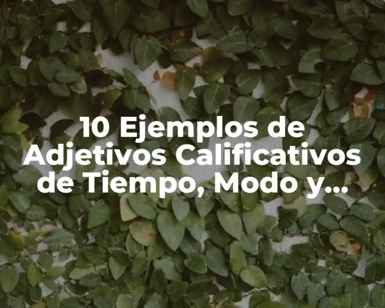 10 Ejemplos de Adjetivos Calificativos de Tiempo, Modo y Lugar