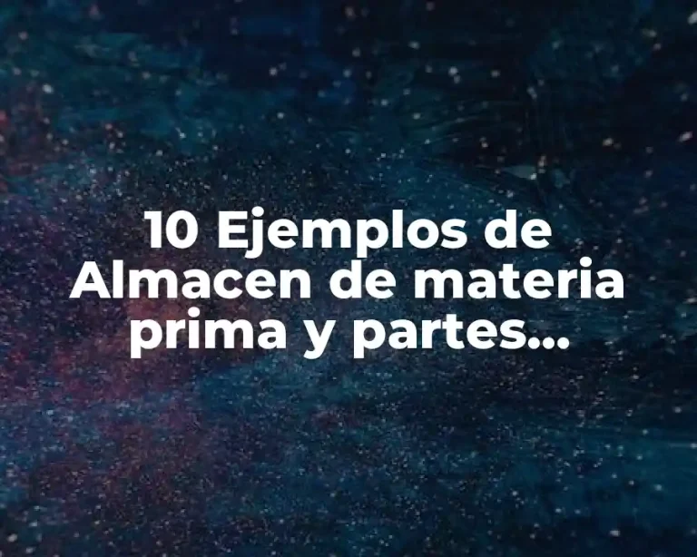 10 Ejemplos de Almacen de materia prima y partes componentes