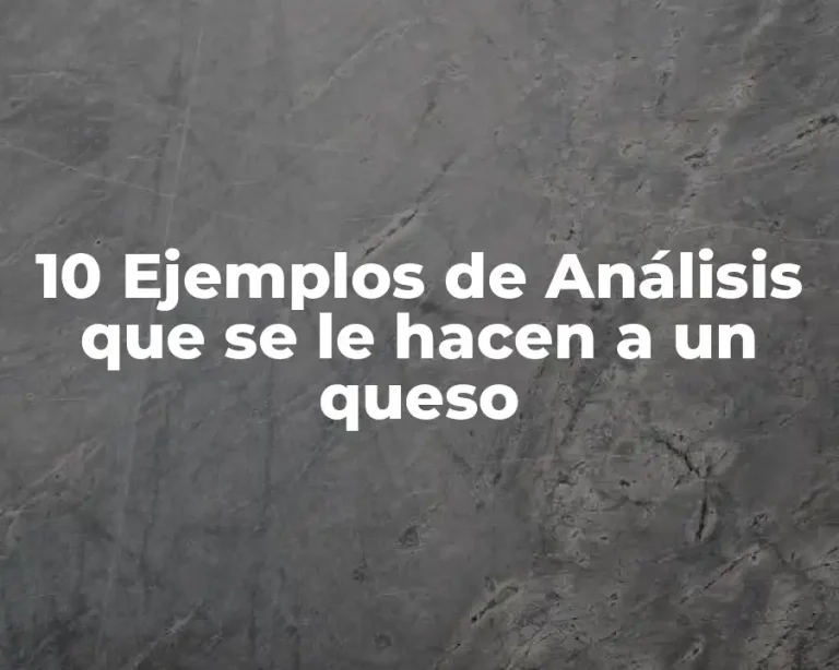 10 Ejemplos de Análisis que se le hacen a un queso