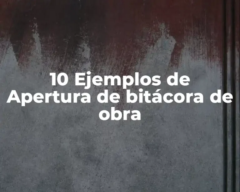 10 Ejemplos de Apertura de bitácora de obra