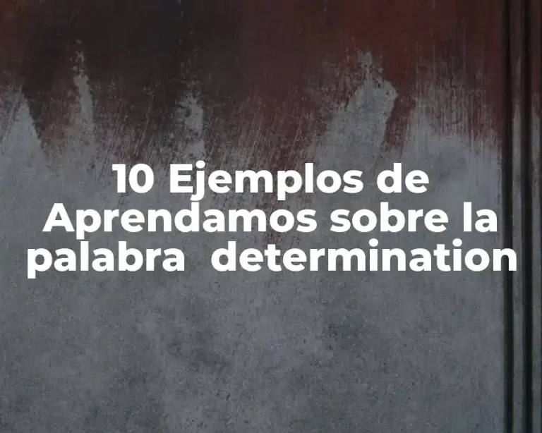 10 Ejemplos de Aprendamos sobre la palabra  determination