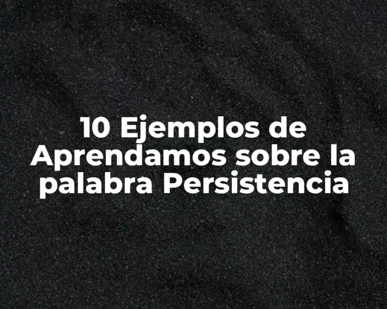 10 Ejemplos de Aprendamos sobre la palabra Persistencia
