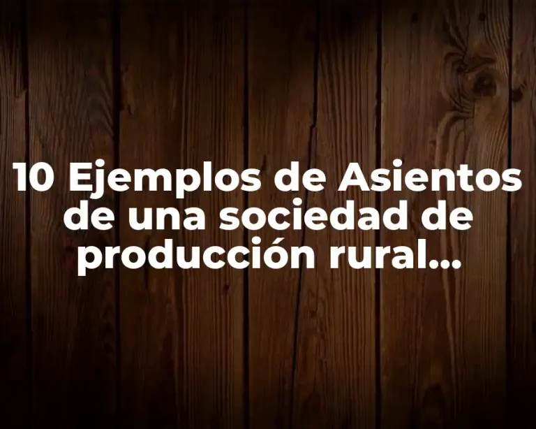 10 Ejemplos de Asientos de una sociedad de producción rural, Definición, Diferencias y para que sirve
