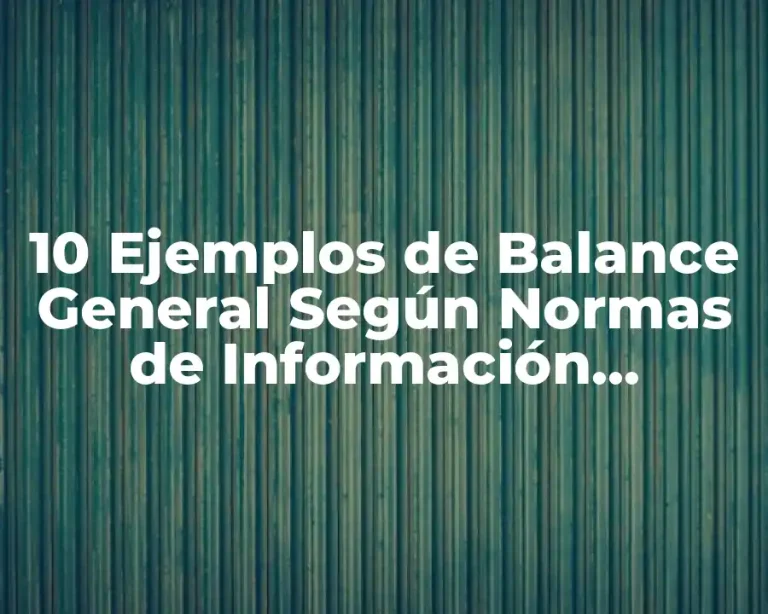 10 Ejemplos de Balance General Según Normas de Información Financiera