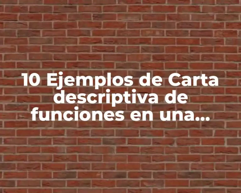 10 Ejemplos de Carta descriptiva de funciones en una empresa