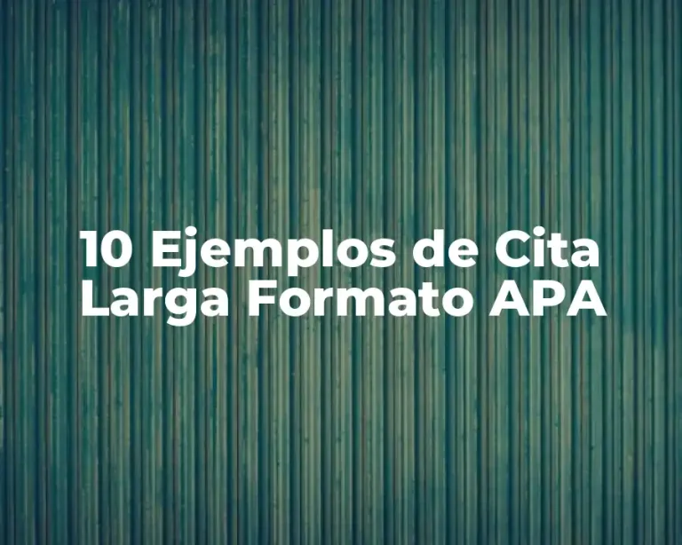 10 Ejemplos de Cita Larga Formato APA
