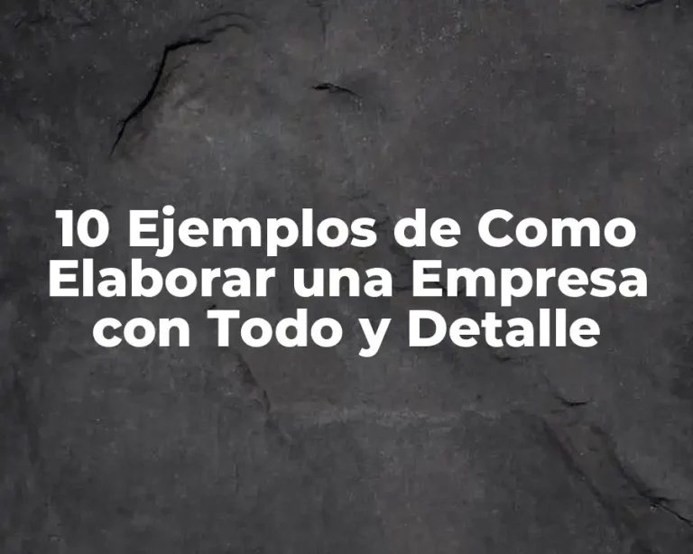 10 Ejemplos de Como Elaborar una Empresa con Todo y Detalle