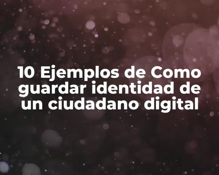 10 Ejemplos de Como guardar identidad de un ciudadano digital