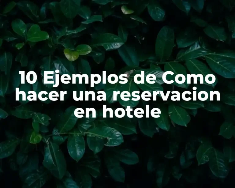 10 Ejemplos de Como hacer una reservacion en hotele