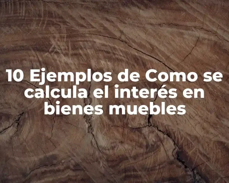 10 Ejemplos de Como se calcula el interés en bienes muebles