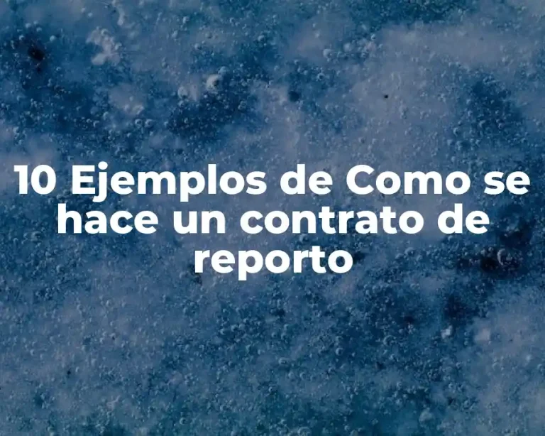 10 Ejemplos de Como se hace un contrato de reporto