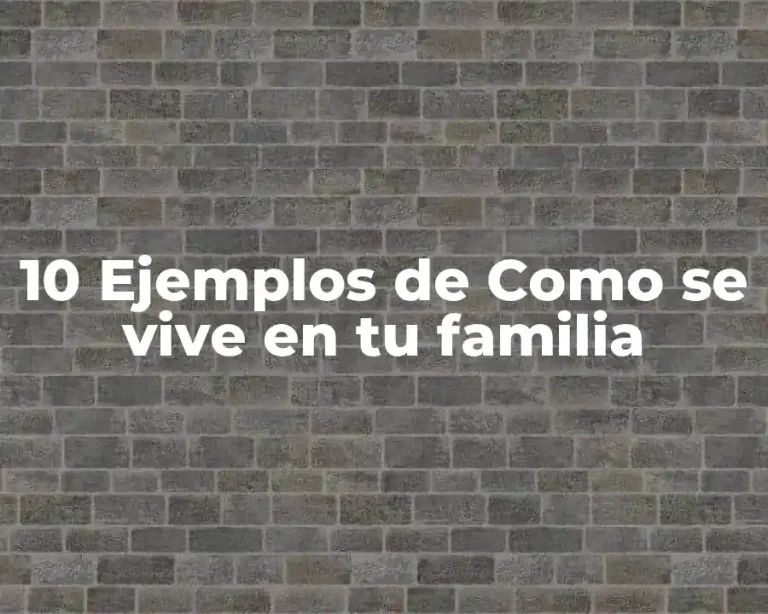 10 Ejemplos de Como se vive en tu familia