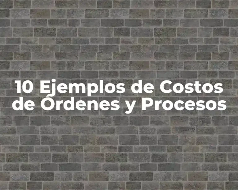 10 Ejemplos de Costos de Órdenes y Procesos