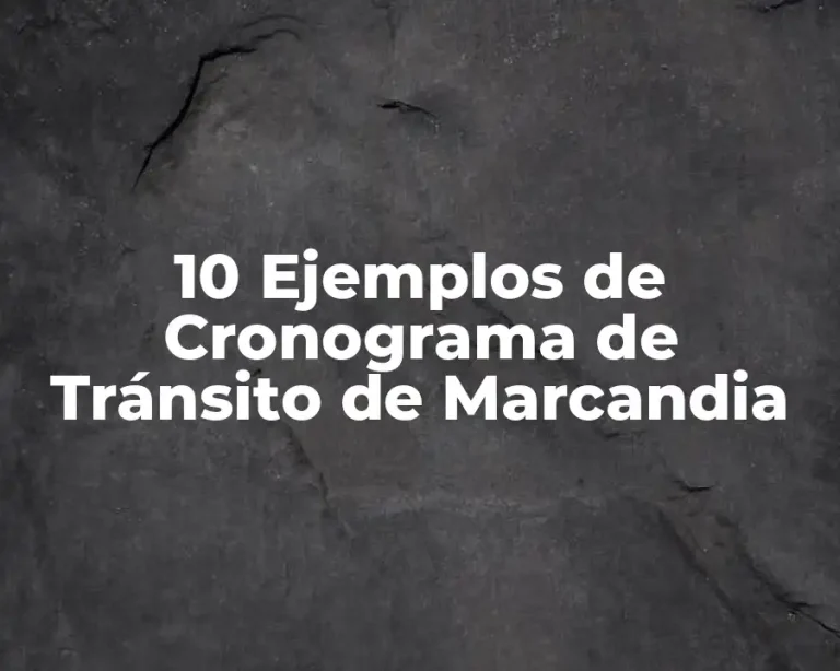 10 Ejemplos de Cronograma de Tránsito de Marcandia