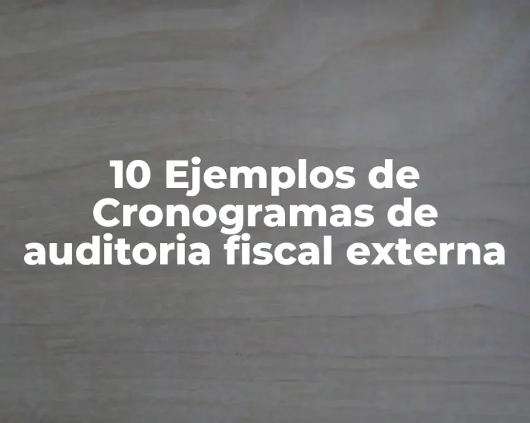 10 Ejemplos de Cronogramas de auditoria fiscal externa