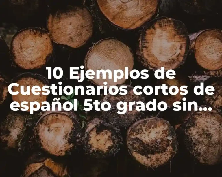 10 Ejemplos de Cuestionarios cortos de español 5to grado sin contestar