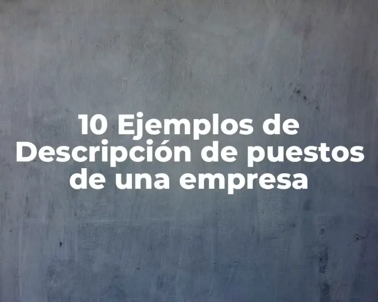 10 Ejemplos de Descripción de puestos de una empresa