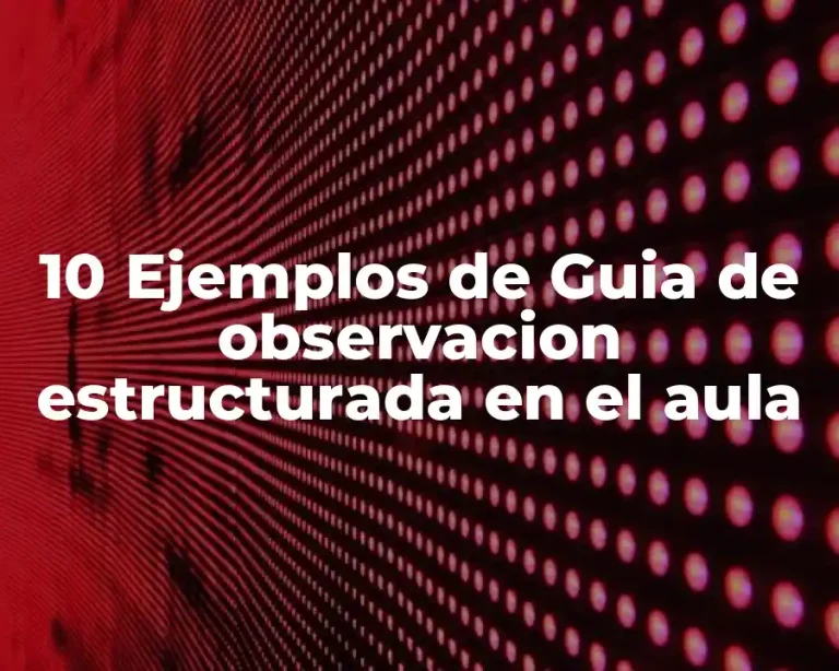 10 Ejemplos de Guia de observacion estructurada en el aula