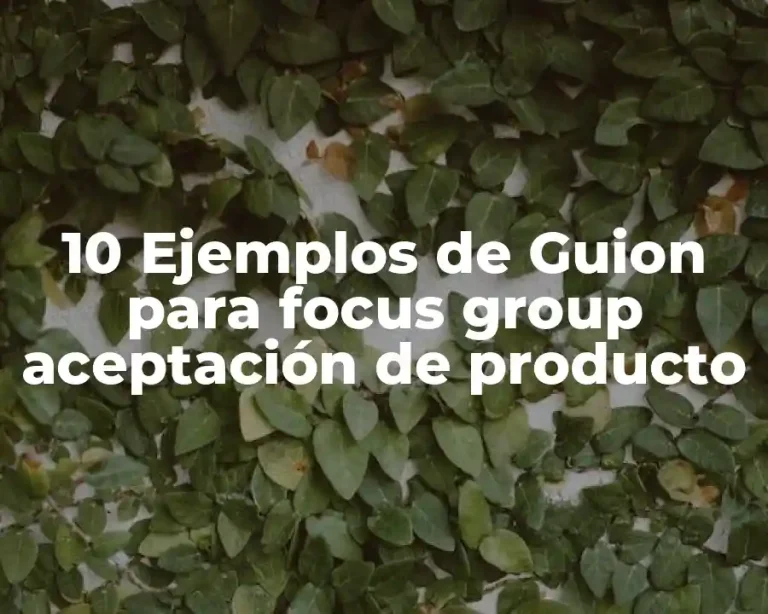 10 Ejemplos de Guion para focus group aceptación de producto