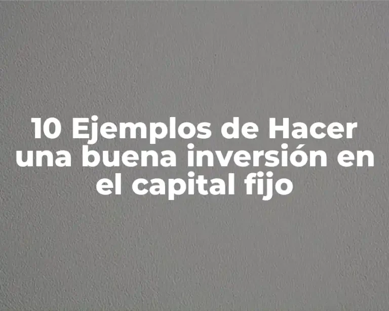 10 Ejemplos de Hacer una buena inversión en el capital fijo