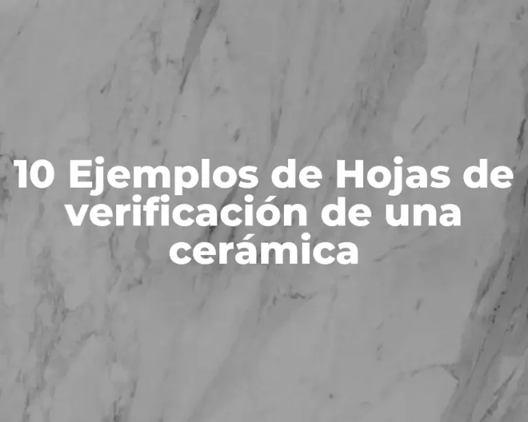 10 Ejemplos de Hojas de verificación de una cerámica