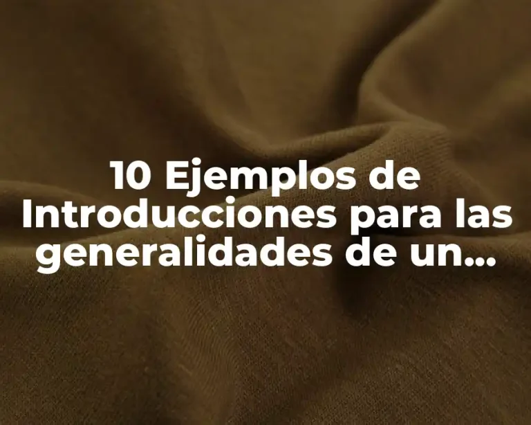 10 Ejemplos de Introducciones para las generalidades de un proyecto