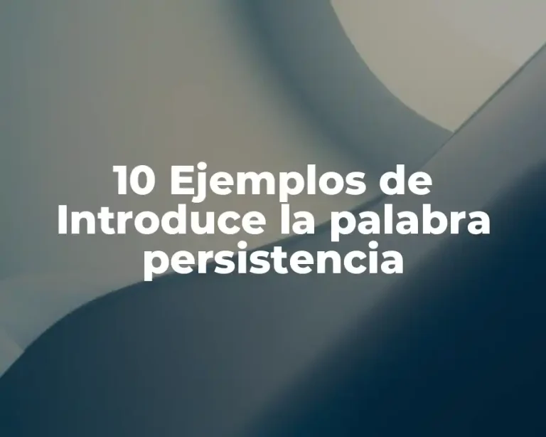 10 Ejemplos de Introduce la palabra persistencia