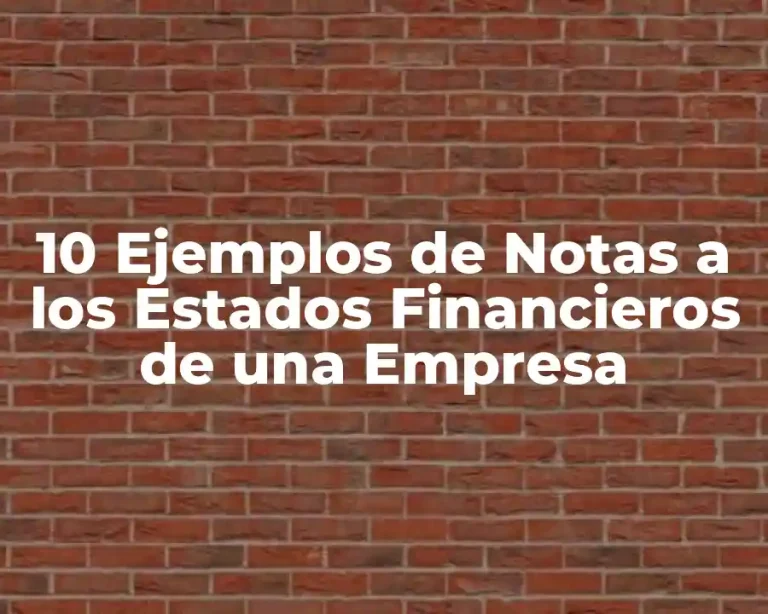 10 Ejemplos de Notas a los Estados Financieros de una Empresa