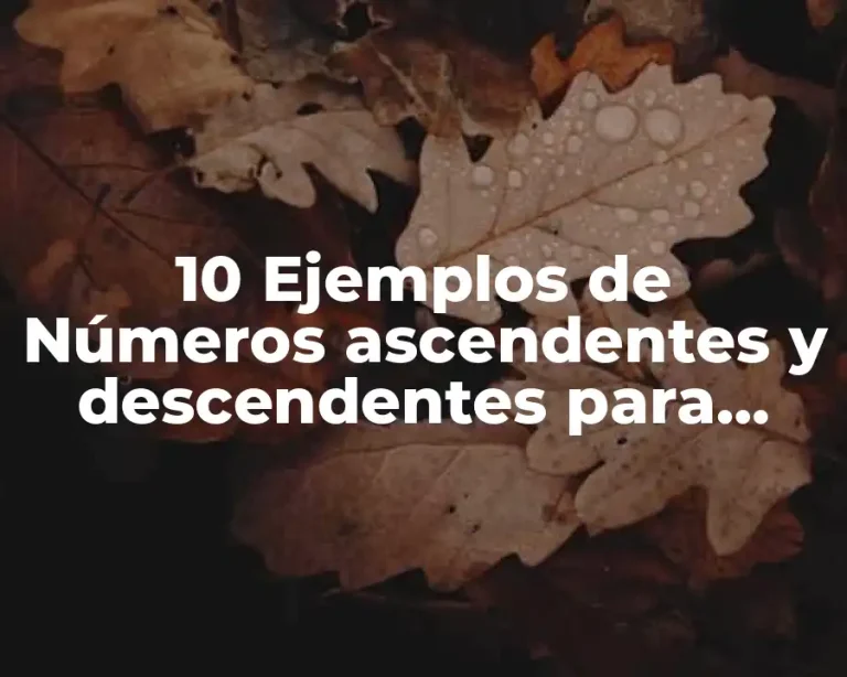 10 Ejemplos de Números ascendentes y descendentes para niños