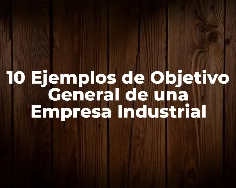 10 Ejemplos de Objetivo General de una Empresa Industrial